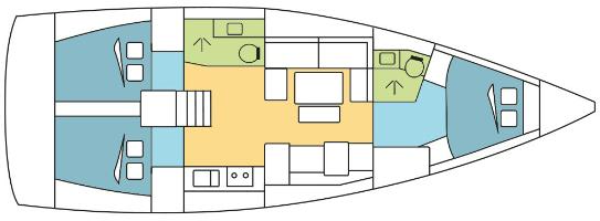 Layout for MAYBE TOMORROW, a 2023 Dufour 390 GL