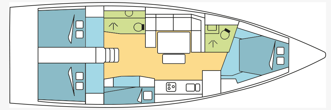 Layout for LUNA ROSSA, a 2023 Dufour 430 GL