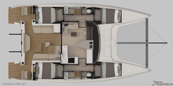 Layout for SEMPREVERDE, a 2024 Nautitech 44 Open