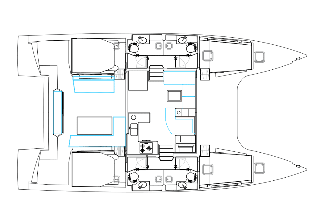 Layout for LUNA, a 2020 Nautitech 46 Fly