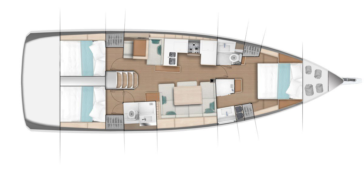 Layout for AFTER PHYSICS, a 2020 Sun Odyssey 490
