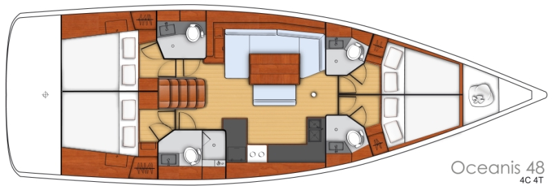 Layout for J DOG, a 2017 Oceanis 48