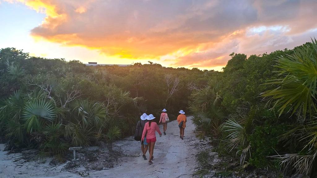 Hiking to Crescent Beach on Compass Cay