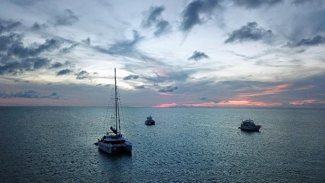 Enjoying a final night's sunset at Norman's Cay