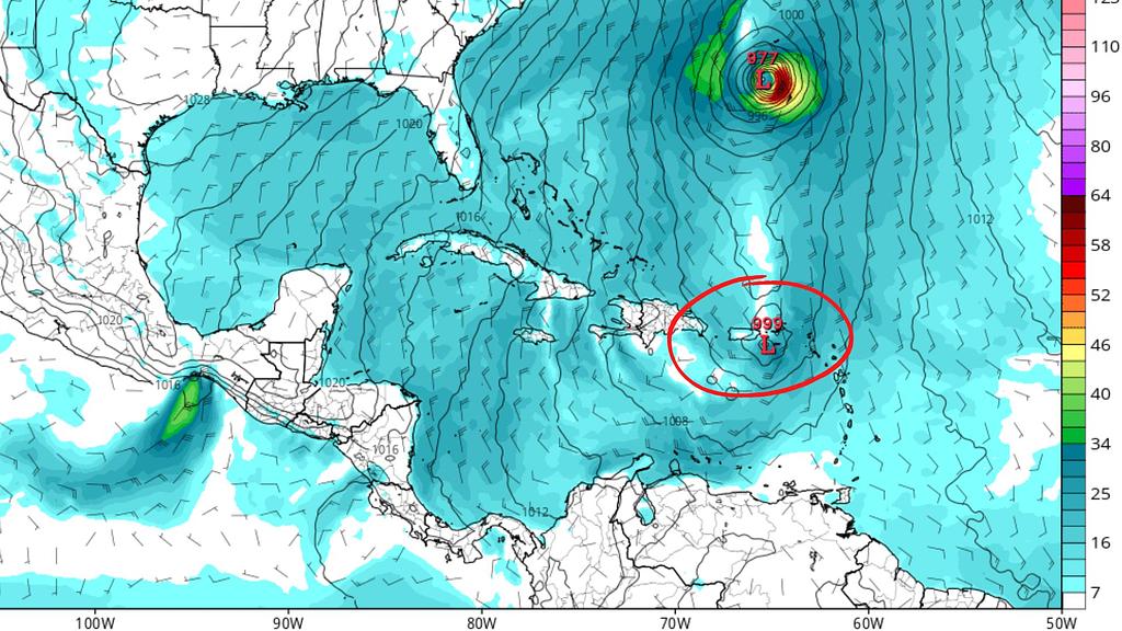 A possible disturbance popping up that could affect our sailing itinerary | Source: Tropical Tidbits