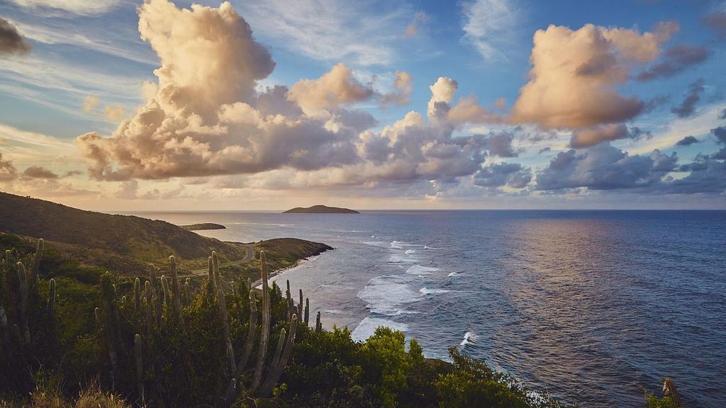 View of the east end of St Croix with Buck Island in the distance