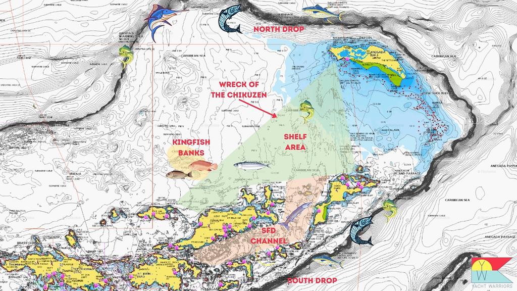 Áreas clave para pescar en las Islas Vírgenes Británicas