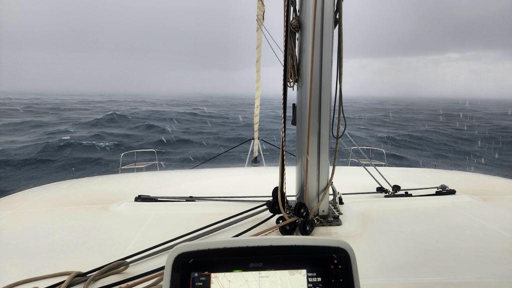 Riding out a squall on a recent trip in November as a tropical disturbance passed nearby - no problem!
