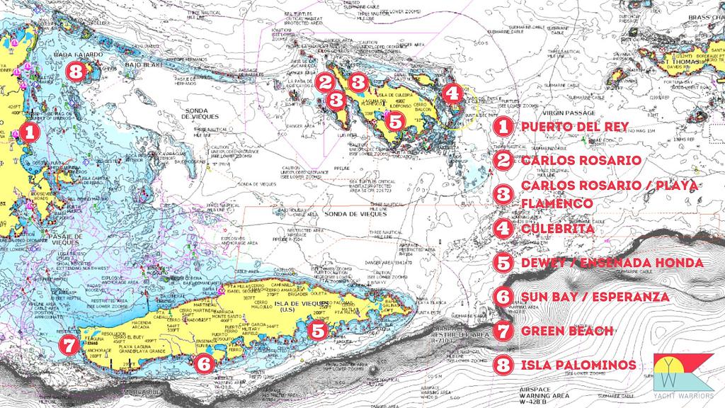 Sample itinerary, heading clockwise around the Spanish Virgin Islands