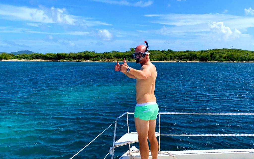 Getting ready to dive on the anchor at Isla Chiva