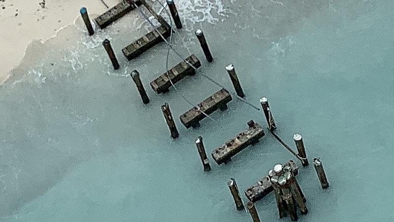 Close up view of the damage to the Loggerhead Key docks from Hurricane Ian | NPS