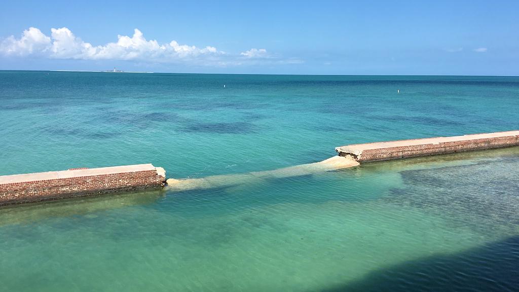 Damage to the moat wall from Hurricane Irma in 2017 | Source: NPS