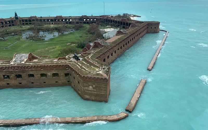 View of Fort Jefferson, looking south, taken from the flyover on Thursday, September 29th | NPS