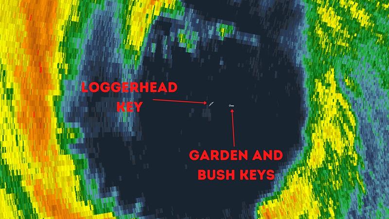 Close up view of Hurricane Ian's eye, passing directly over the Dry Tortugas | Source: RadarScope