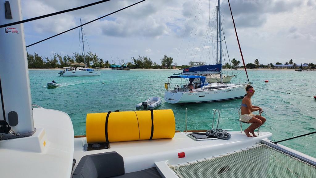 Navigating the often crowded mooring field in Setting Point, Anegada