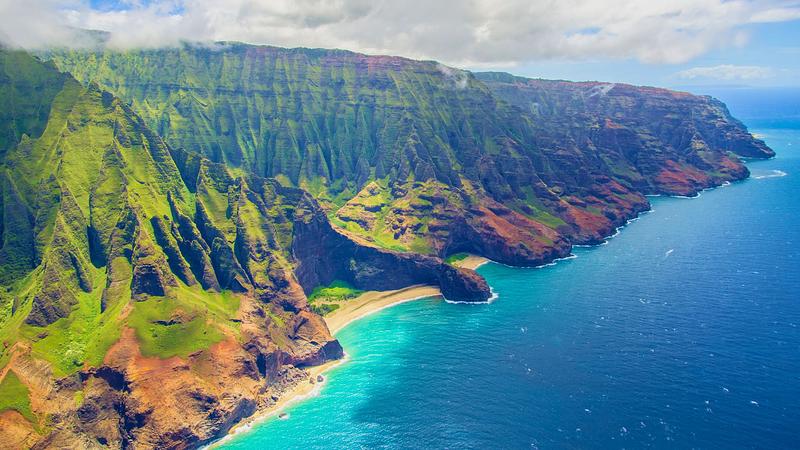 The spectacular Bali Hai cliffs at Tunnels Beach