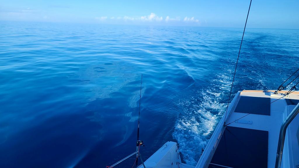 Glassy conditions on our return to the marina meant running the engines