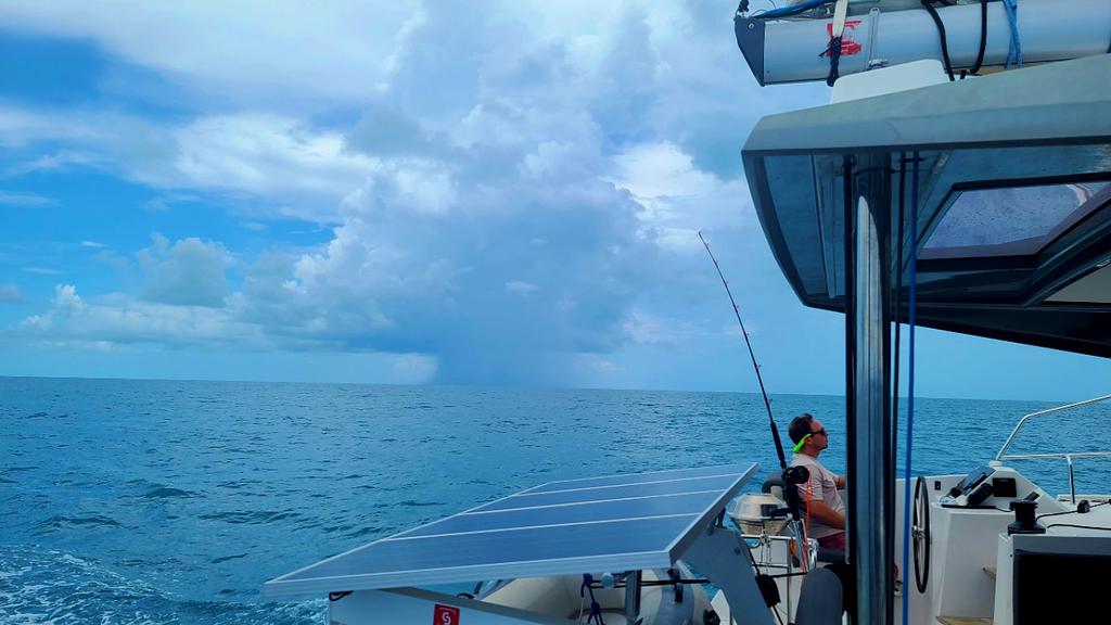 Sailing past a typical pop-up squall en route to the Dry Tortugas