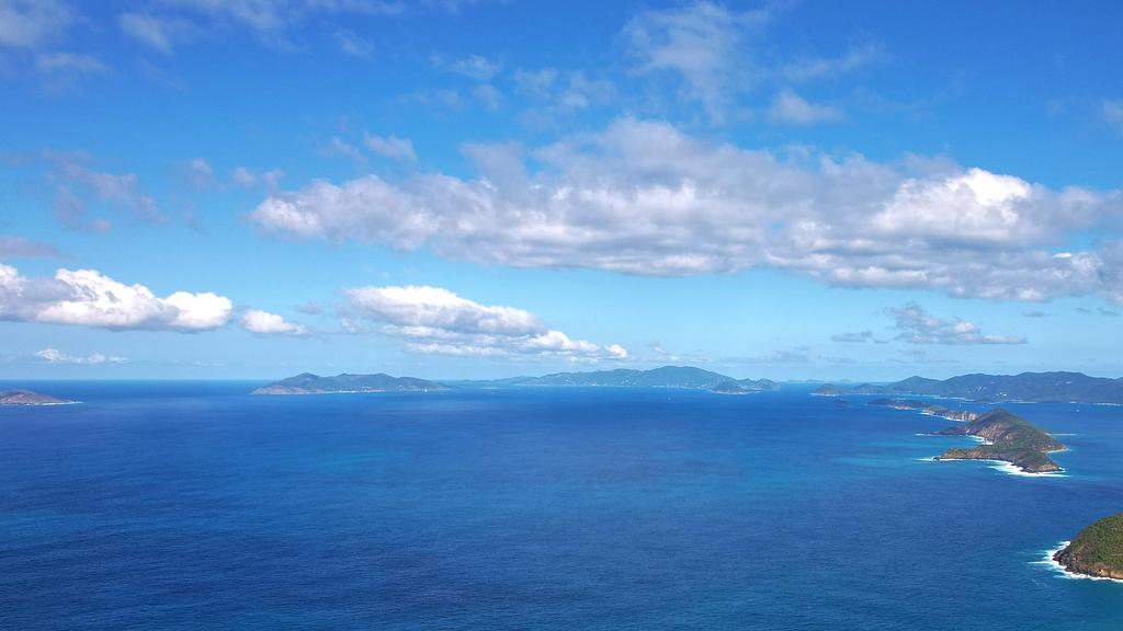 Typical day in the British Virgin Islands with puffy trade wind cumulus clouds