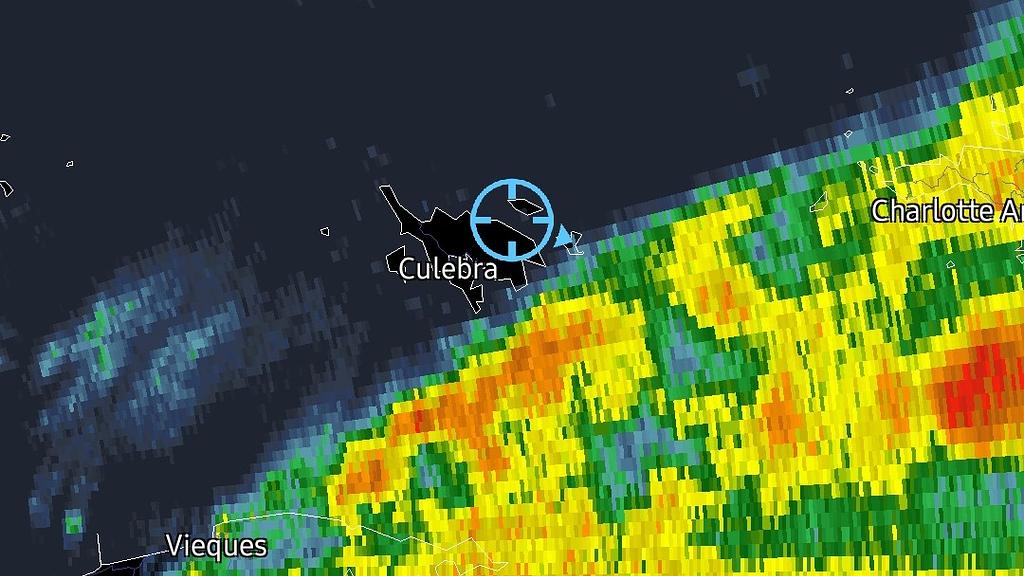 Radar Scope shows your location and bearing relative to squalls and lightning strikes