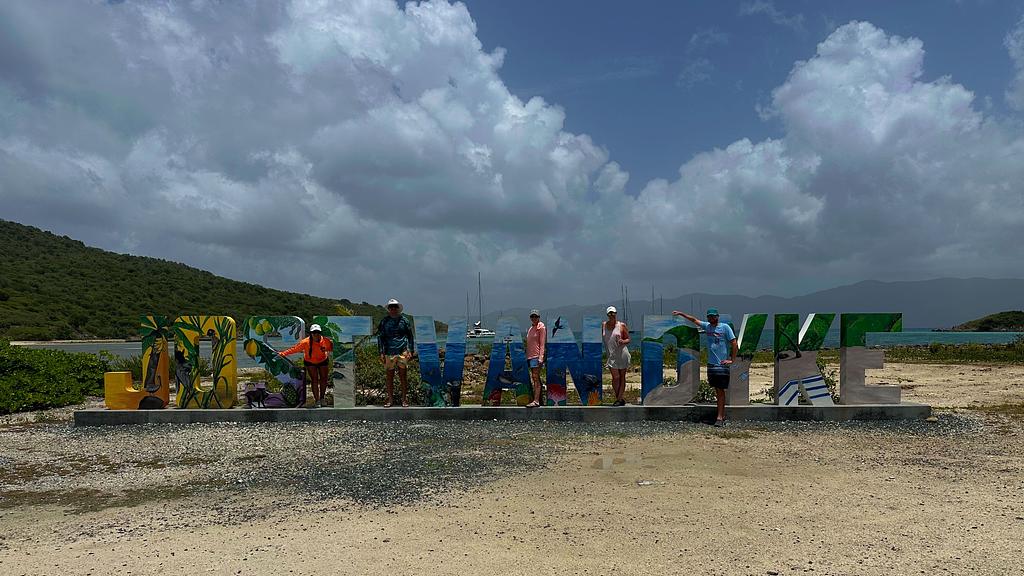 The Jost Van Dyke sign along the way to the Bubbly Pool