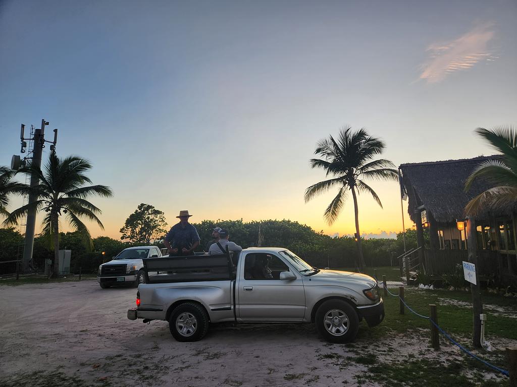Exploring Anegada's north shore in our truck