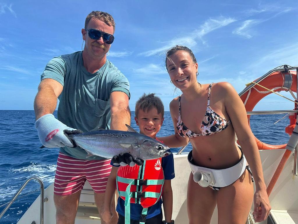 The Yacht Warriors crew: me, Holden, Emilia after hooking up on a school of Bonito