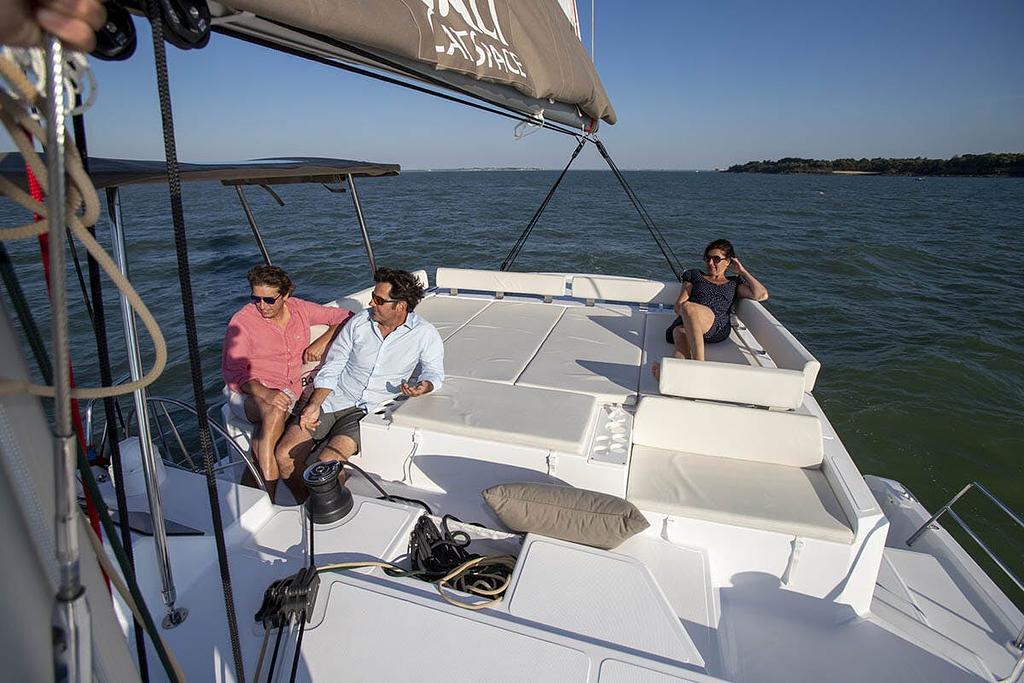 The flybridge on this 40 footer makes it unique from the others in its class