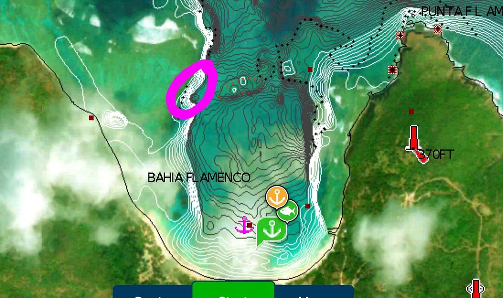 Approximate location of the where the catamaran grounded