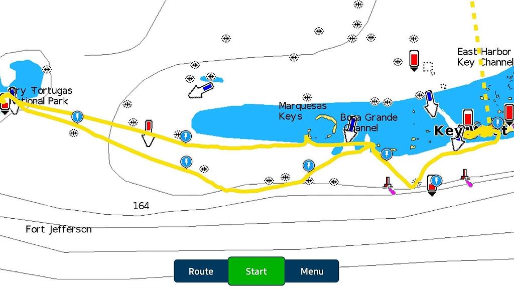 Our sailing route to the Dry Tortugas