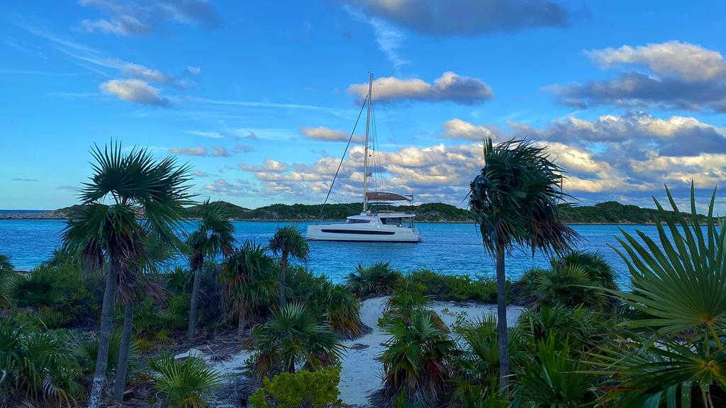 Ashore at Warderick Wells for a sunset hike