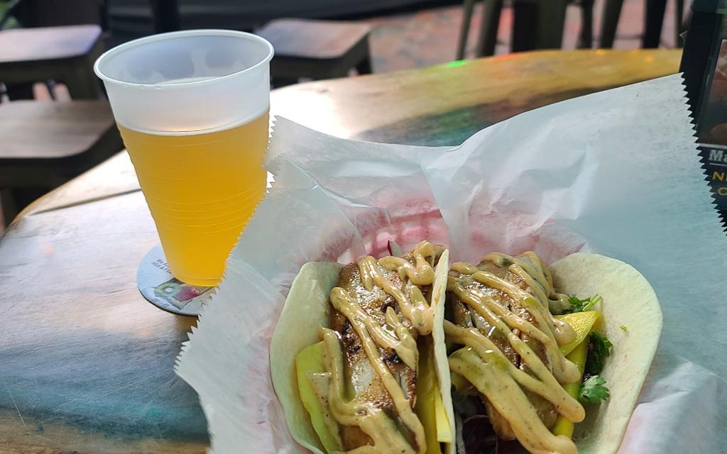Cold beer and fish tacos at Garbo's and Hanks Saloon