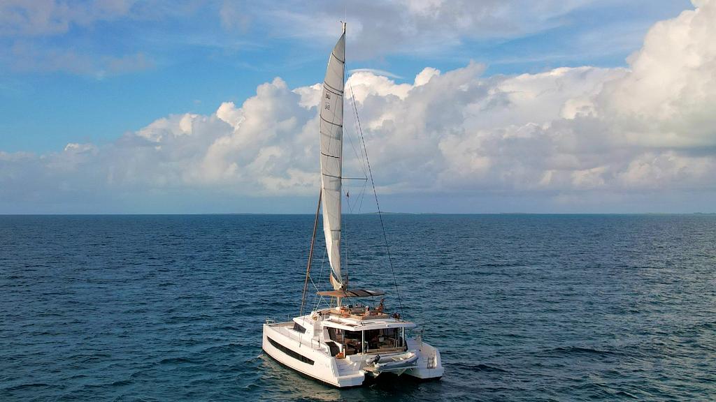 Sailing the Exumas on our Bali 5.4 bareboat catamaran
