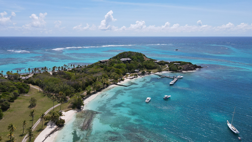Aerial shot of Petit St. Vincent
