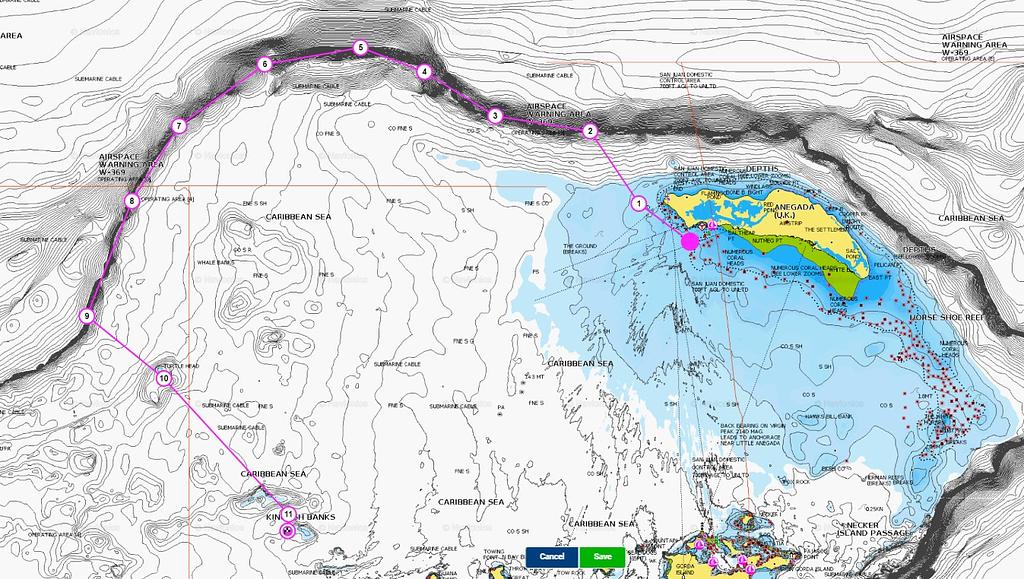 Possible fishing route hitting the North Drop and Kingfish Banks