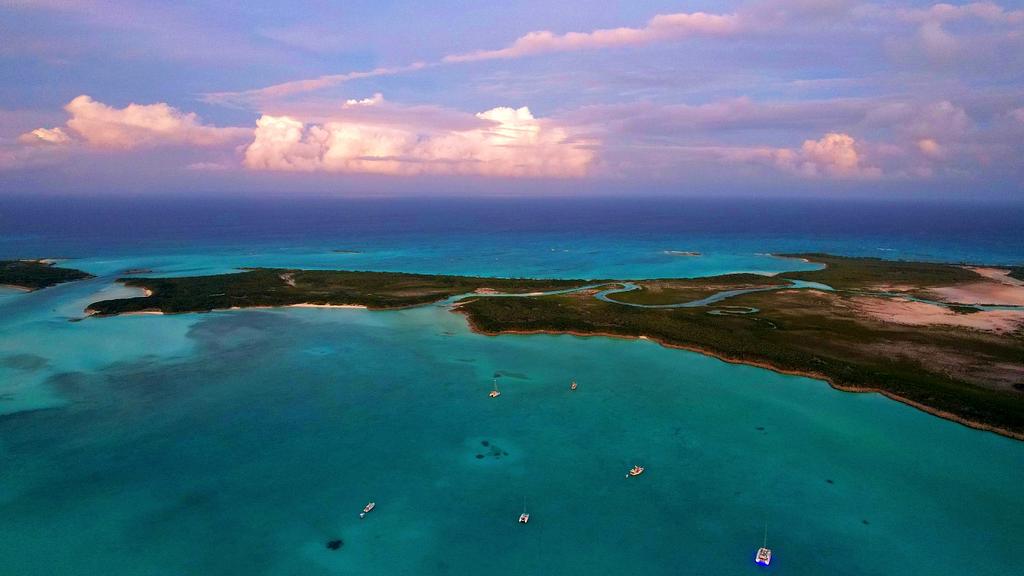 Shroud Cay North anchorage with a view of the mangrove river