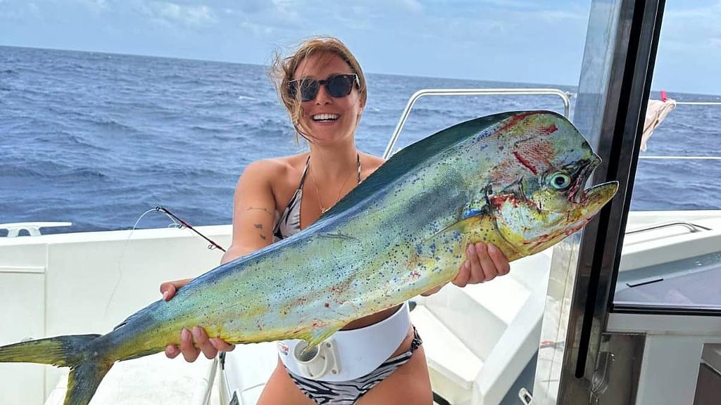 Emilia landed a monster mahi on our trip last year