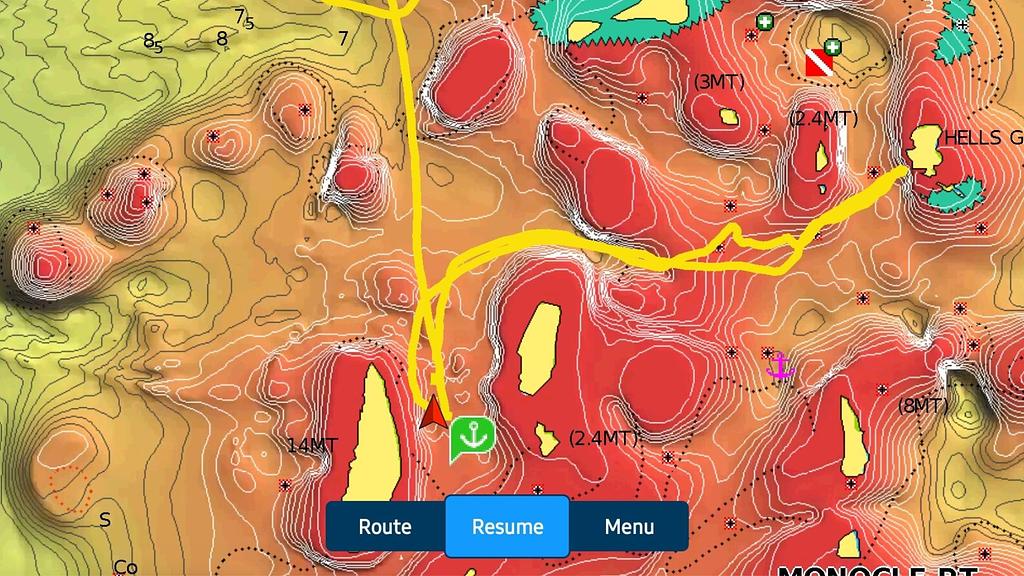 Our track to the anchorage and dinghy ride to Hell's Gate