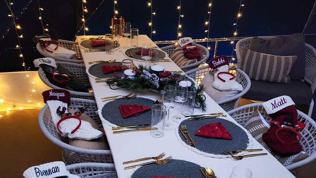 Christmas aboard yacht Aeolus