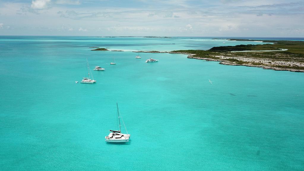 The Exumas regularly have by-the-cabin charters available | On a mooring ball at Shroud Cay