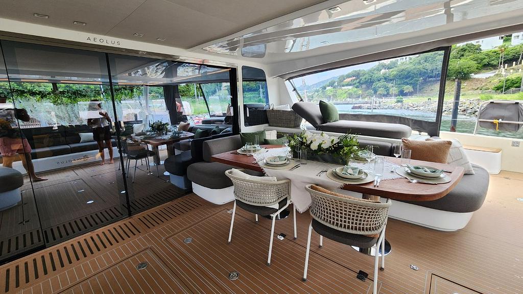Table settings aboard an all-inclusive yacht charter
